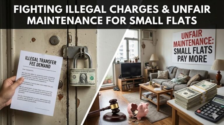 illegal donation housing society, transfer fee limit cooperative society, maintenance charges small flat, housing society transfer premium rules, bye law 38 transfer fee, bye law 66 service charges, registrar complaint housing society