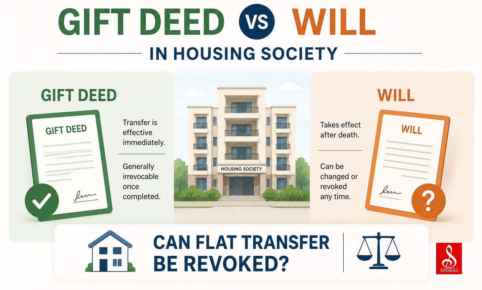 Gift Deed vs Will in Housing Society: Can Flat Transfer Be Revoked?