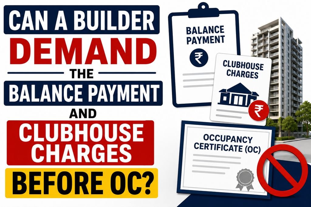 Can a Builder Demand the Balance Payment and Clubhouse Charges Before OC?